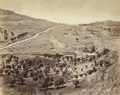 Panorámás kilátás a Cedron vagy Josafat völgyére, Jeruzsálem külvárosában alkotó: Félix Bonfils