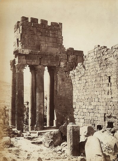 A Jupiter vagy a Nap templomának romjai Heliopolis vagy Baalbek régészeti övezetében, ősi szíriai város, ma Libanon alkotó: Félix Bonfils