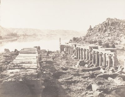 Fileh Philæ szigete, Általános nézet az I. pontból, On The Platform..., 1851-52, nyomtatva 1853-54. alkotó: Félix Teynard