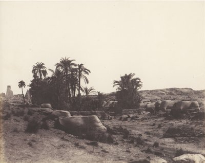 Karnak Théba, Szfinxek sugárútja – Általános nézet a G pontról, 1851-52, nyomtatva 1853-54. alkotó: Félix Teynard
