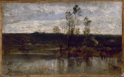 Riverside, 1850 és 1860 között (olaj, papír, vászon) alkotó: Félix Ziem