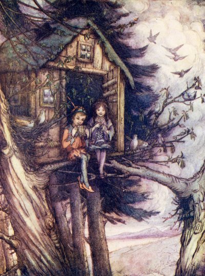 A fák tetején, ahol Wendy és Péter boldogan élt (színes litográfia) alkotó: Flora White