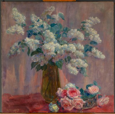 Lila és rózsák (olaj, vászon) alkotó: Flore Geleedts