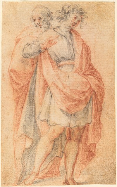 Két férfialak: egy fiatal és egy öregember alkotó: Florentine 17th Century