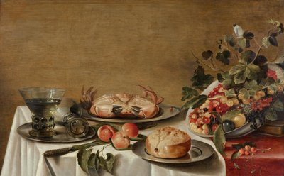 Csendélet gyümölccsel, rákkal és kenyérrel alkotó: Floris Gerritsz van Schooten