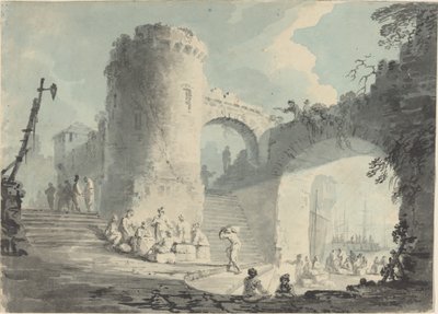 Kikötői jelenet alkotó: Follower of Claude Joseph Vernet