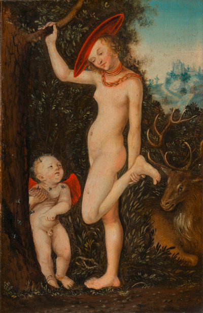 Vénusz és Ámor, a méz tolvaj alkotó: Follower of Lucas Cranach the Elder