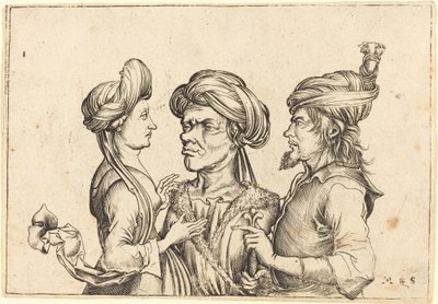Három keleti figura alkotó: Follower of Martin Schongauer