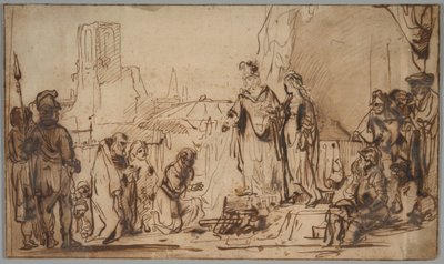 Scipio visszaadja a spanyol menyasszonyt a családjának alkotó: Follower of Rembrandt van Rijn