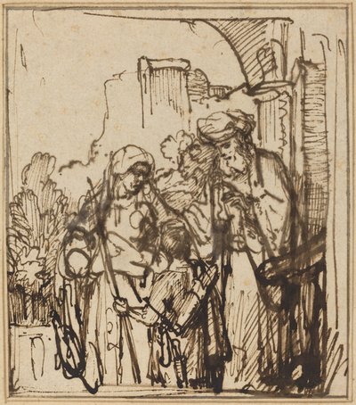 Hágár elbocsátása alkotó: Follower of Rembrandt van Rijn