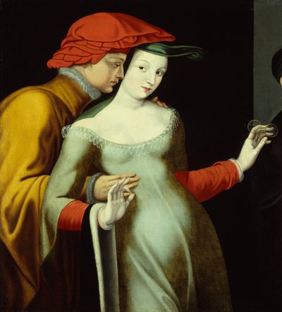 A szerelmesek, 1600 körül (olaj, vászon) alkotó: Fontainebleau School