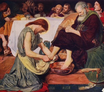 Jézus Krisztus megmossa Szent Péter lábát (színes litho) alkotó: Ford Madox (after) Brown