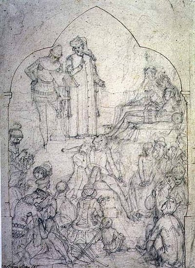 Chaucer a III. Edward udvarában – Tanulmány, 1845 alkotó: Ford Madox Brown