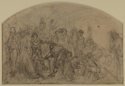 Első durva vázlat a munkához (a figurák kompozíciós vázlata) alkotó: Ford Madox Brown