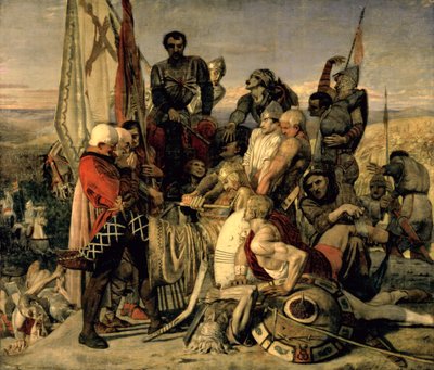 Harold teste Hódító Vilmos elé állította alkotó: Ford Madox Brown