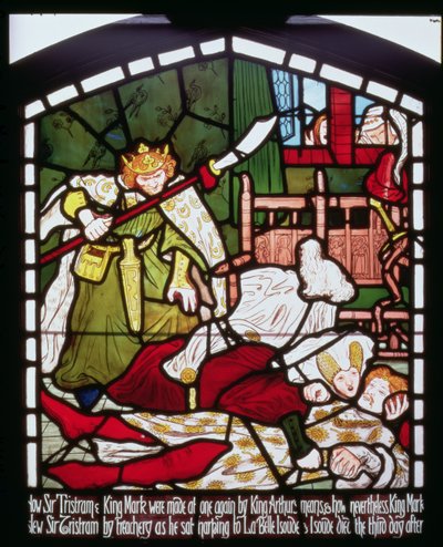 Sir Trisztán halála, a "Trisztán és Izolda történetéből", William Morris és Co. (ólomüveg) alkotó: Ford Madox Brown
