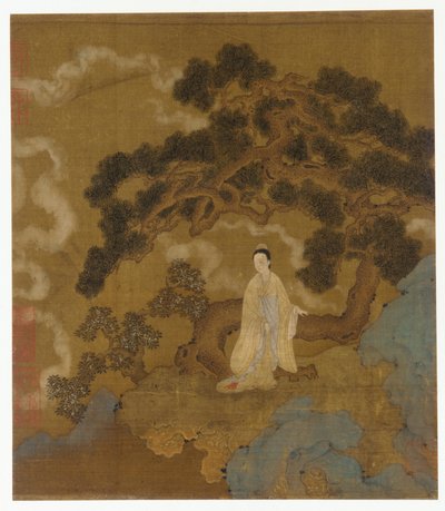 Hölgy göcsörtös fenyőfa alatt alkotó: Formerly attributed to Zhou Wenju