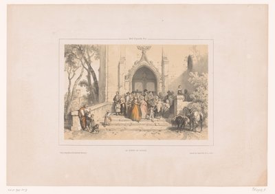 A templomba járók az istentisztelet után elhagyják a templomot La sortie de l
