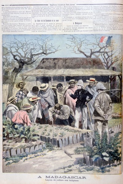 Mezőgazdasági lecke Madagaszkár őslakosainak, 1897 alkotó: Fortuné Méaulle