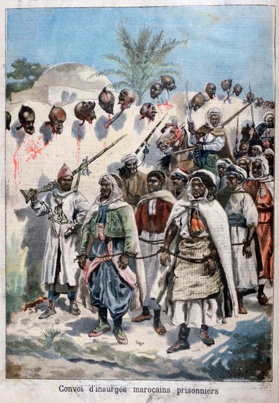 Abdul-Hafizs szultán hadserege által Tadlában fogságba esett felkelő marokkóiak oszlopa, 1897. alkotó: Fortuné Méaulle