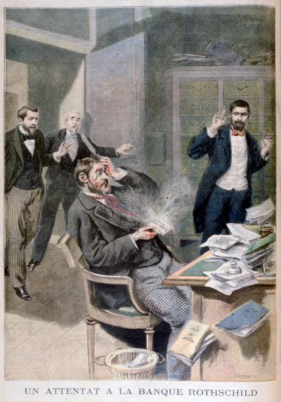Alphonse de Rothschild bárónak küldött levélbomba felrobbanása, 1895 alkotó: Fortuné Méaulle