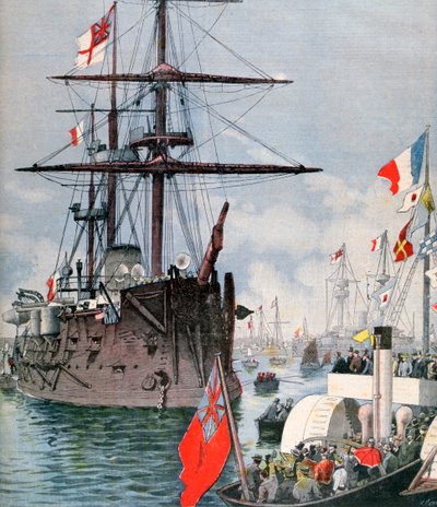 Francia flottilla Portsmouth kikötőjében, 1891 alkotó: Fortuné Méaulle