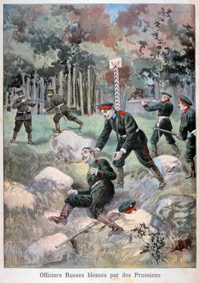 Orosz tiszt megsebesült a poroszok által, orosz határ, 1898 alkotó: Fortuné Méaulle