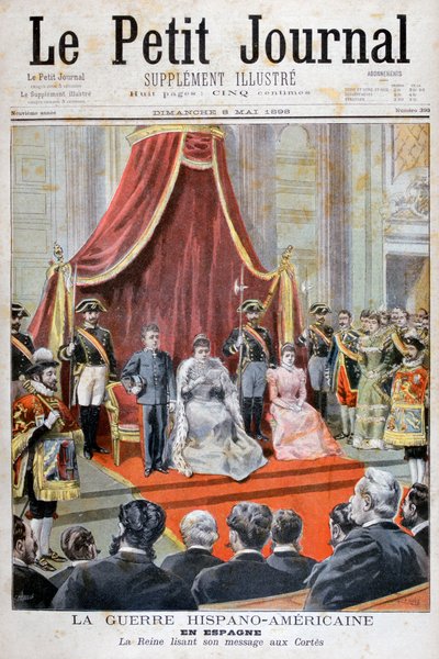A spanyol királynő beszédet mond, spanyol-amerikai háború, 1898 alkotó: Fortuné Méaulle