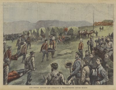 A búrok segítenek a briteknek elmozdítani halottaikat a csatatérről alkotó: Fortune Louis Meaulle