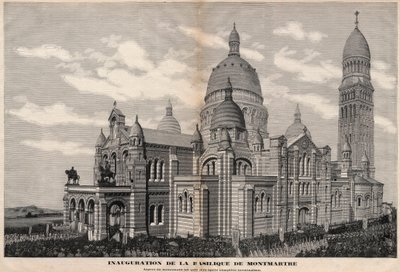 A montmartre-i Sacre-Coeur-bazilika felavatása 1891-ben (az emlékmű olyan megjelenése, amilyen lesz a teljes elkészülte után) - Meaulle metsze 1891-ben alkotó: Fortune Louis Meaulle