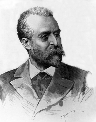 Jaume Ferran i Clua (1851-1929) spanyol orvos, aki 1885-ben Madridban kezelte a kolerát, Meaulle metszete. alkotó: Fortune Louis Meaulle
