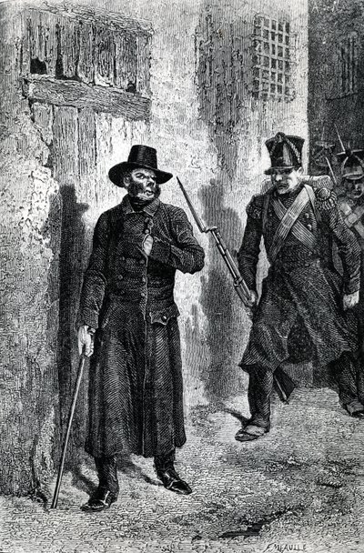 Javert üldözi Valjeant, Victor Hugo „Les Miserables” illusztrációja, J. Hetzel, 1865 (fametszet) alkotó: Fortune Louis Meaulle