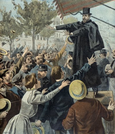 Paul deroulede egy párizsi tüntetésen 1898-ban (metszet) alkotó: Fortune Louis Meaulle