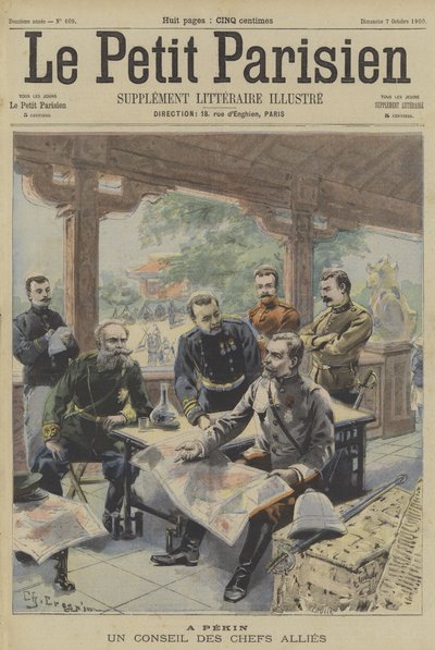A boxerlázadás: a szövetséges parancsnokok találkozója Pekingben alkotó: Fortune Louis Meaulle