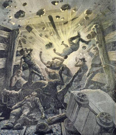 Gázrobbanás, illusztráció a Le Petit Journal illusztrált mellékletéből, 1892. április 2. alkotó: Fortune Louis Meaulle and Henri Meyer