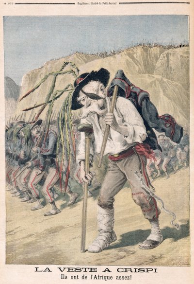 „Crispi veresége”, karikatúra a „Le Petit Journal”-ból, 1896 alkotó: Fortune Louis Meaulle and Henri Meyer