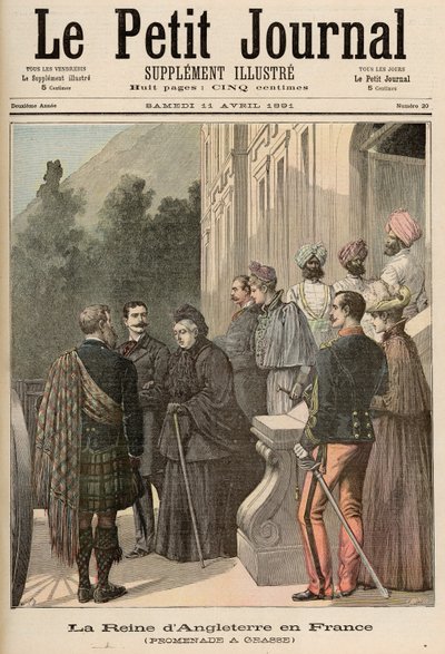 Anglia királynője Franciaországban: Séta Grasse-ban, a „Le Petit Journal”-ból, 1891. április 11. alkotó: Fortune Louis Meaulle and Henri Meyer