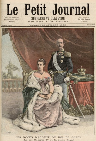A görög király ezüstlakodalma, a "Le Petit Journal"-ból, 1892. október 29. alkotó: Fortune Louis Meaulle and Henri Meyer