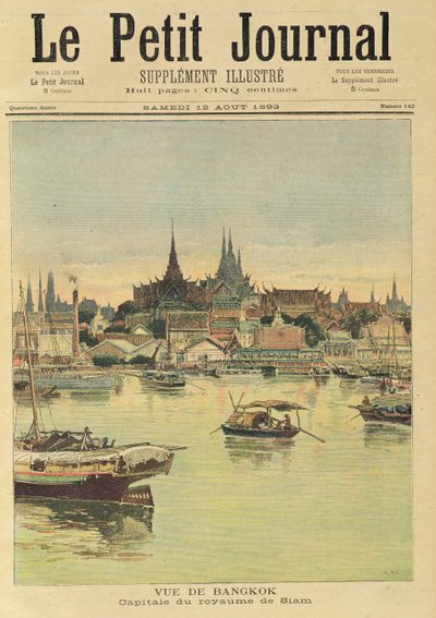 Bangkok képe, a "Le Petit Journal"-ból, 1893. augusztus 12 alkotó: Fortune Louis Meaulle and Henri Meyer