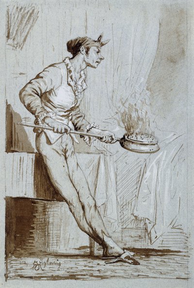 Szolgáló ágymelegítővel, alkotó: Fortuny y Carbó