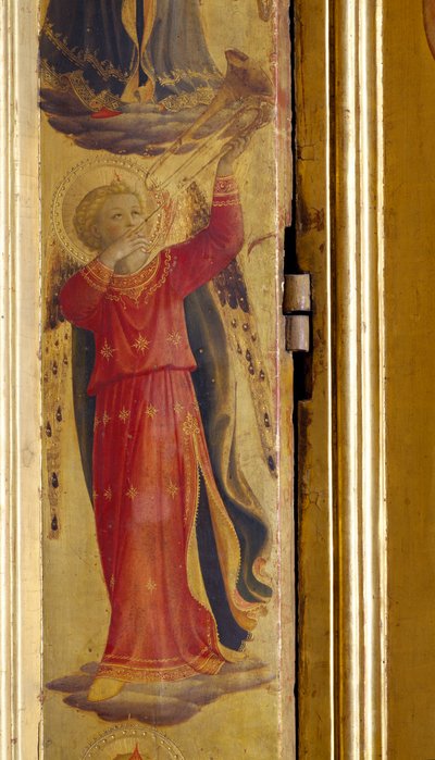 Trombitán játszó angyal, részlet a Linaiuoli-triptichonból, 1433 (tempera a panelen) alkotó: Fra Angelico