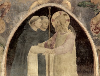 Krisztus üdvözli a két domonkos testvért, 78936 freskórészlet alkotó: Fra Angelico