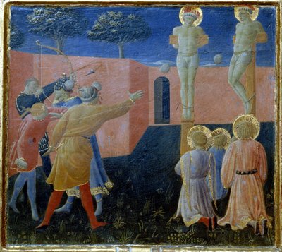 Szent Cosmo keresztre feszítése és megkövezése alkotó: Fra Angelico