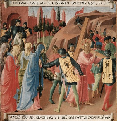 Krisztus életének története: felmászás a kálváriára, kereszthordozás alkotó: Fra Angelico