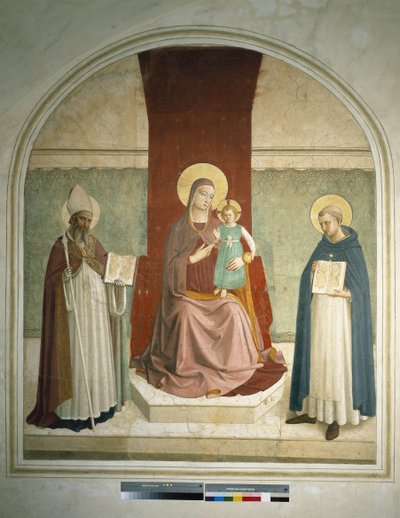 Madonna és gyermek Szent Ferenccel és Szent Zenobiával.Guido di Pietro freskója alkotó: Fra Angelico