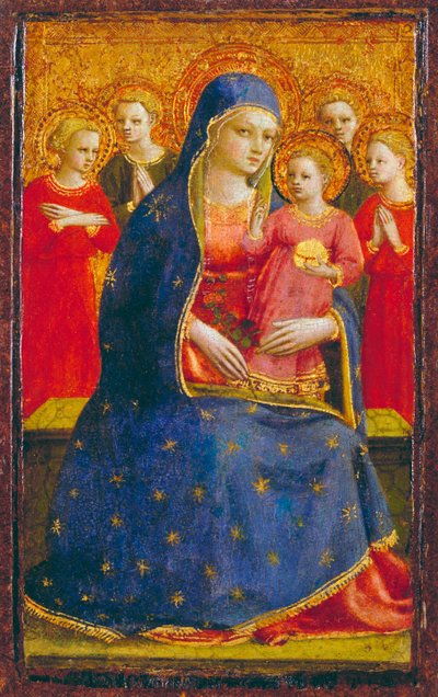 Madonna és gyermeke angyalokkal, 1425 körül (tempera és arany a panelen) alkotó: Fra Angelico