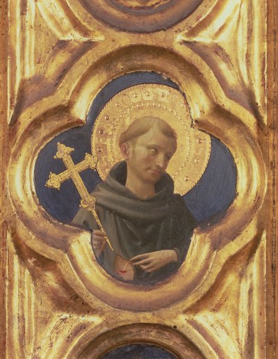 Santa Trinita oltárkép, részlet Szent Ferenc fejéről, 1434 körüli tempera és arany a panelen alkotó: Fra Angelico