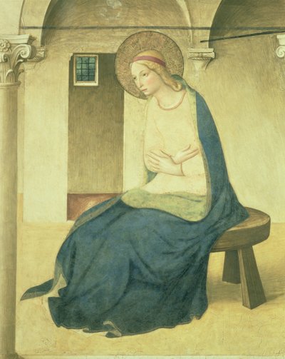 Angyali üdvözlet, Szűz részlete, 1438-45 körüli freskó lásd 29030 alkotó: Fra Angelico