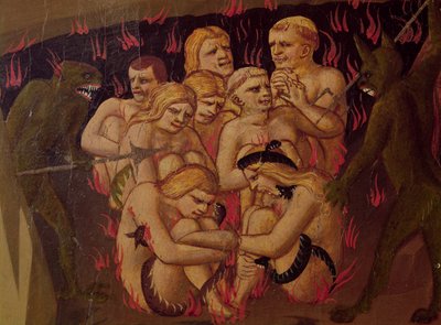 Az utolsó ítélet, részlet a pokolban lévő elkárhozottakról, 1431 körül alkotó: Fra Angelico