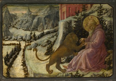 Szent Jeromos és az oroszlán Predella tábla a Pistoia Santa Trinità oltárképén, 1455-1460 alkotó: Fra Filippo Lippi